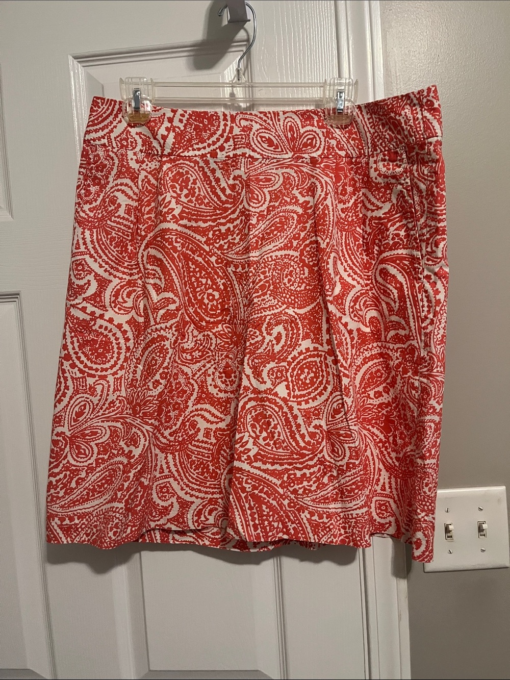 Land’s End Coral Red Paisley Skirt